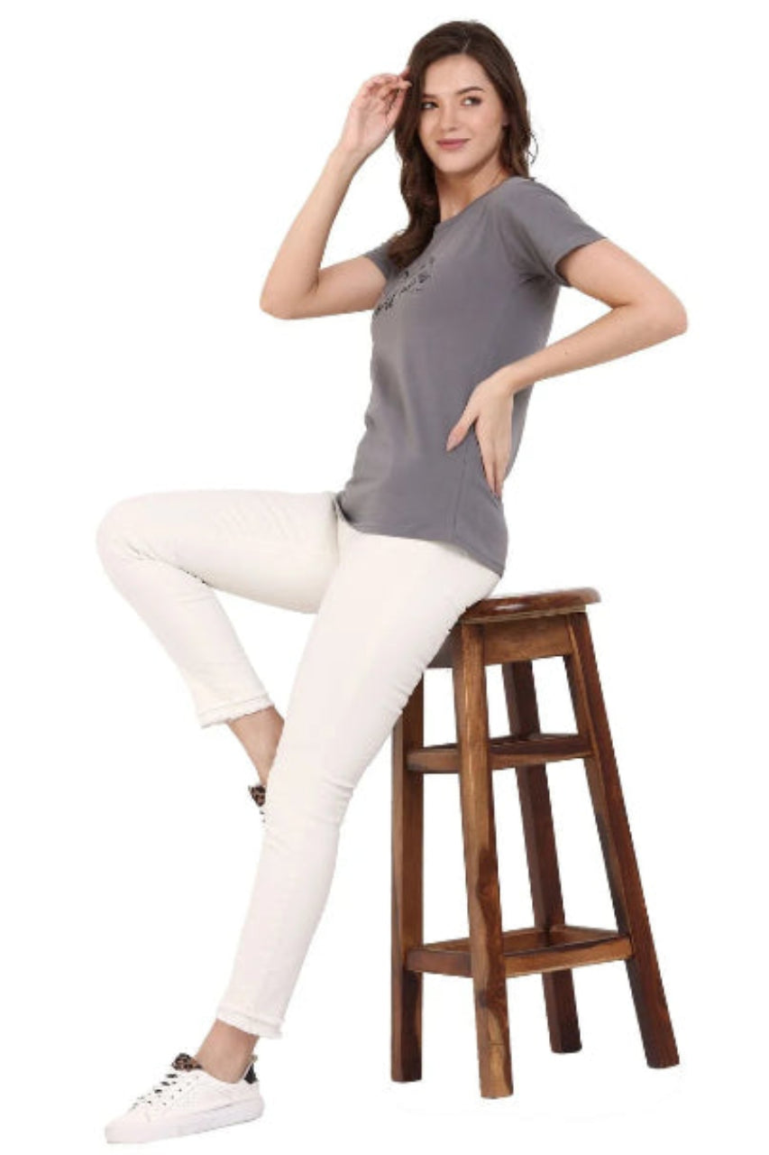 graphic t-shirt for women dark grey color